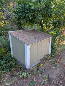 Custom Wooden Outdoor Storage Box with Shingled Roof