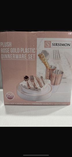 Plush Rose Gold Plastic Dinner Wear Set