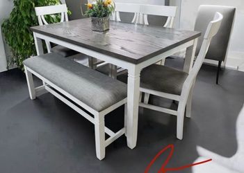 Solid wood family gathering table set