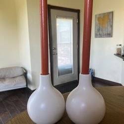 Ceramic Candle Stick Holder With Candles 