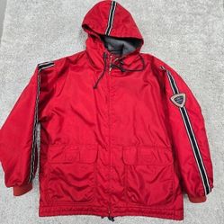 Vintage Abercrombie Fitch Jacket Mens Medium Red Full Zip Nylon Fleece Lined
