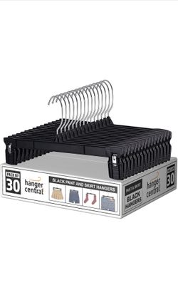 Hanger Central 30 Pack Pants Hangers – 12 Inch Slim Plastic Clothes Hangers