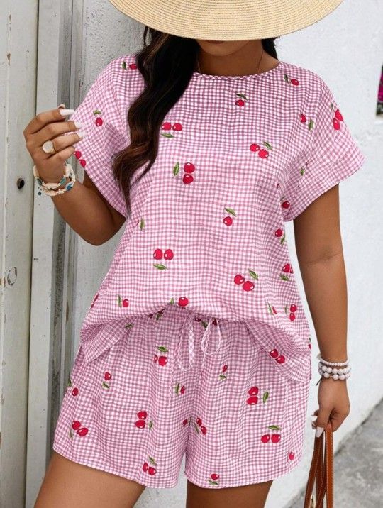 2pc Cherry Shorts Set
