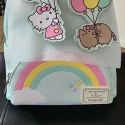 Pusheen X Hello Kitty  Loungefly Balloons & Rainbows Mini Backpack New w/Tags