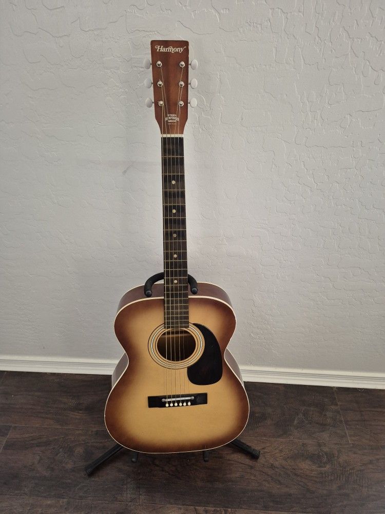 1972 Harmony H-6341 Grand Concert Acoustic Guitar (Made In USA) Burst (Trades Okay)
