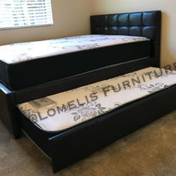 Full/Twin Expresso Trundle Beds w. Orthopedic Mattresses Included