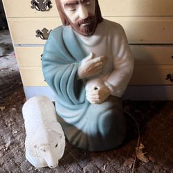 Vintage Shepherd And Sheep Blow Molds 
