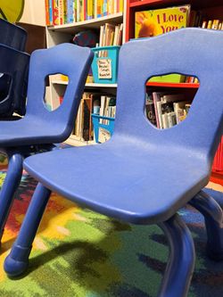 4 Blue Preschool Chairs