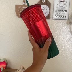 STARBUCKS disneyland christmas studded tumbler ombre