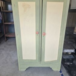 Wood Armoire Hutch hand painted Angel