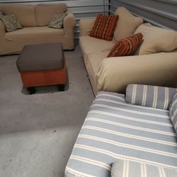 Sofa, Loveseat And Overstuffed Chair 