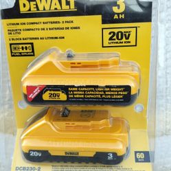 DeWalt 20 Volt 3ah Battery Packs...$70...Firm On Price Brand New 