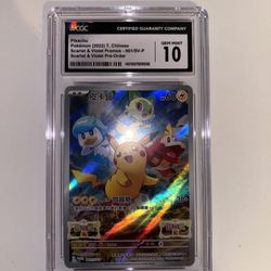 GEM MINT 10 Pikachu Scarlet Violet Preorder CHINESE Promo Pokemon Card 001/SV-P