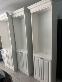 3-Cabinet-Book case, Stanton White Storage Bookcase with shelves