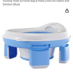 Honboom Kids Travel Potty | Foldable Car Potty | Potty Training Toilet w/Travel Bag & Potty Liners for Indoor and Outdoor (Blue)