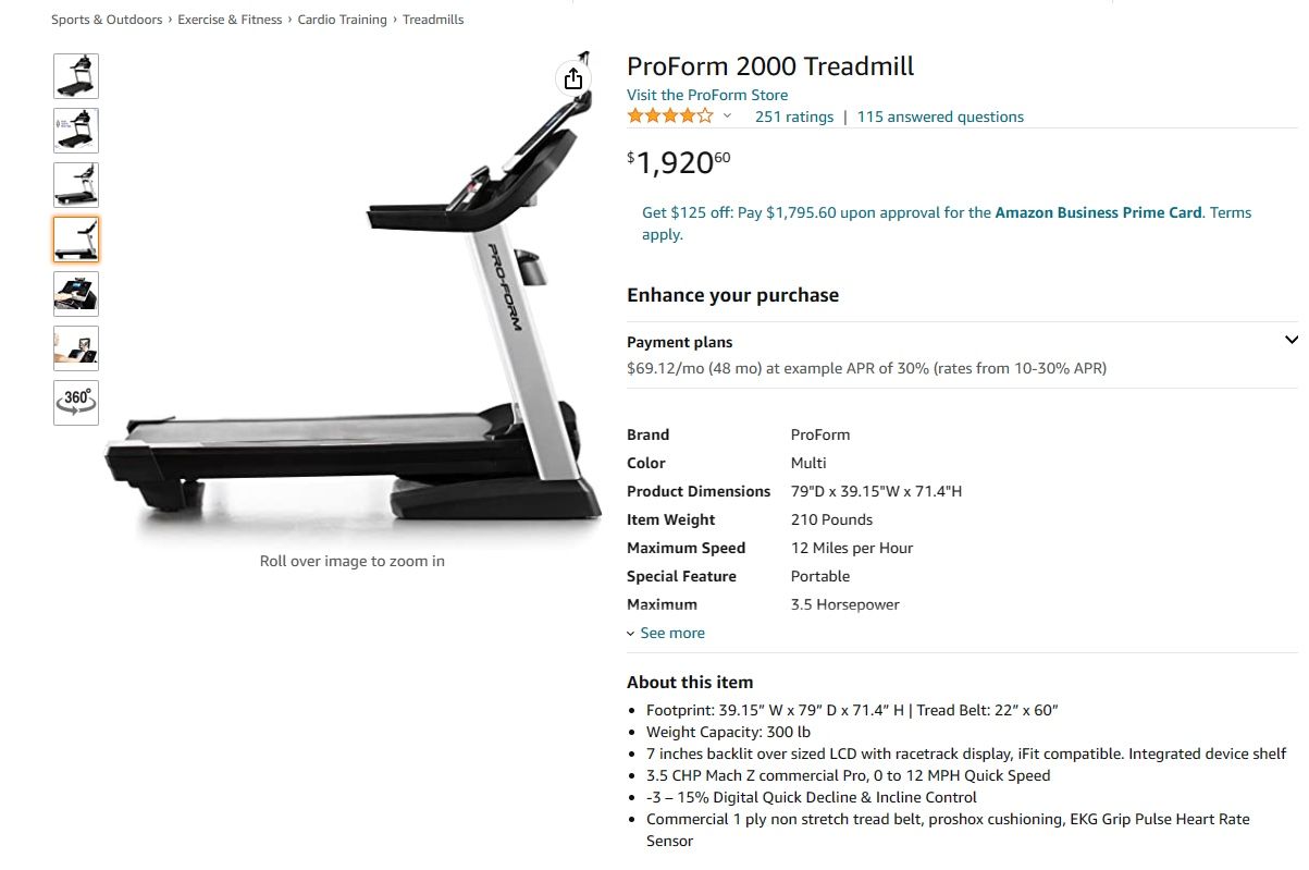 ProForm 2000 treadmill - like new condition