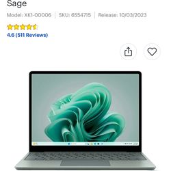 Microsoft - Surface Laptop Go 3 - 12.4" Touch-Screen - Intel Core i5 with 8GB Memory - 256GB SSD (Latest Model) - Sage