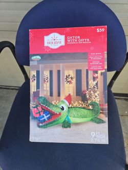 Holiday Time 9ft Inflatable Gator with Gifts