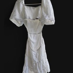 White Dress Off The Shoulders With Puffy Sleeves