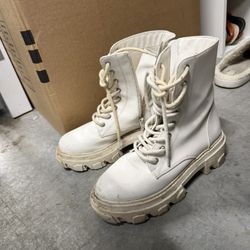White Combat Boots 