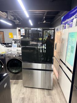 🔥 Samsung - 36 in. Wide Bespoke 23 cu. ft. Counter Depth 4-Door French Door Refrigerator with Al Home - Charcoal Glass / Stainless Steel🔥