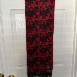 Cejon Floral Scarf Red and Black Rose Detail