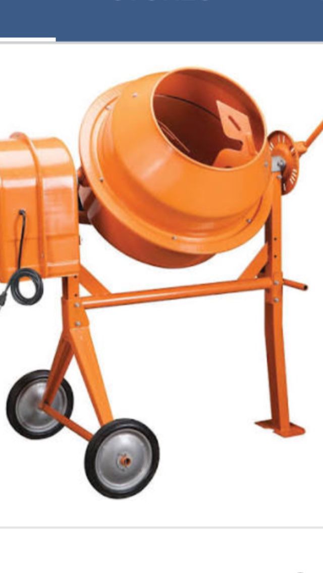 Cement Mixer -- Solid Steel!! Up to 36 RPM's!! 3 1/2 Cubic Feet Capacity!! 1/3 Horsepower!!
