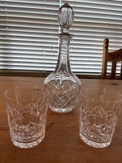 Crystal decanter and two glasses