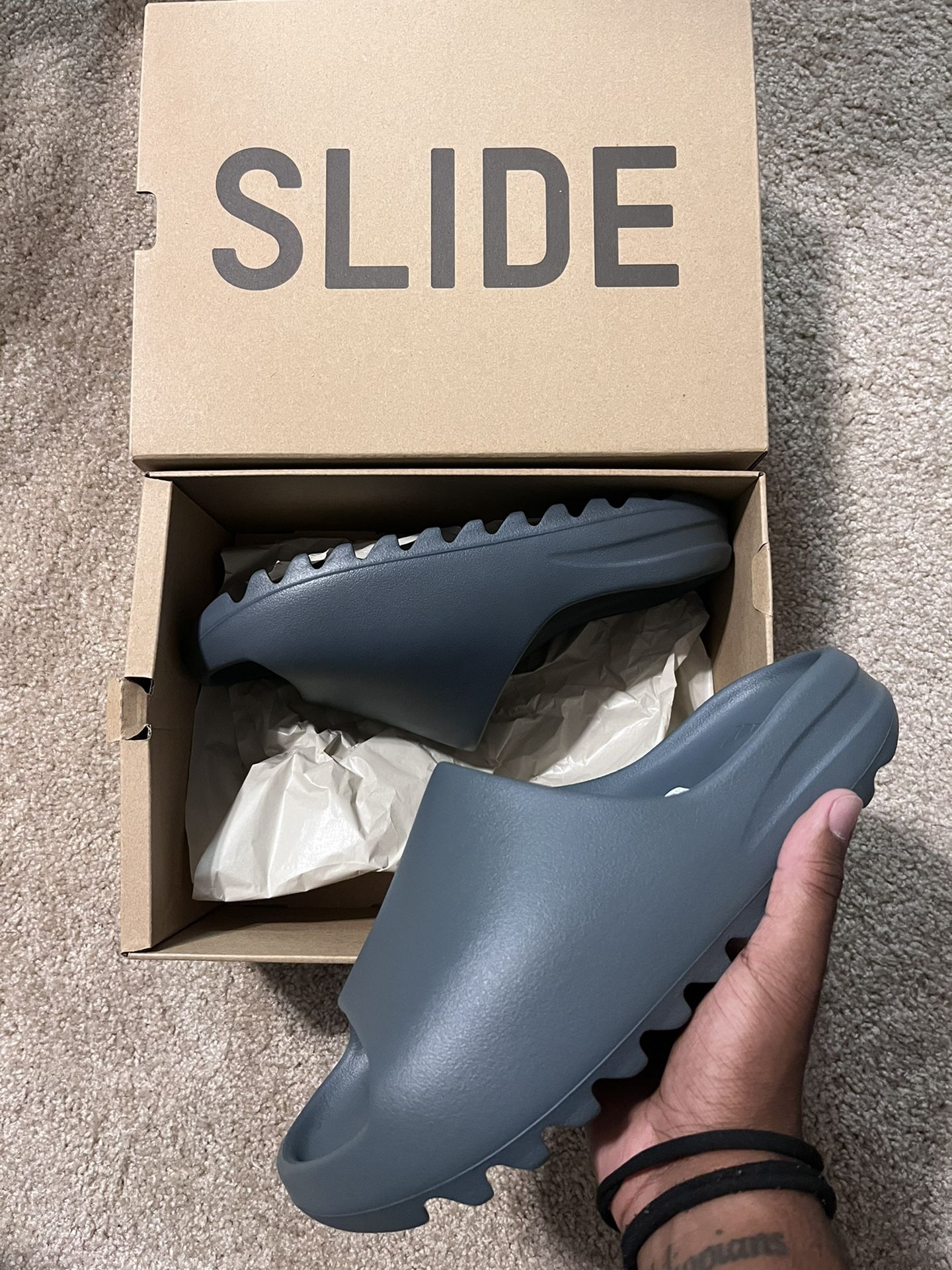 adidas gazelle silver green womens adidas Yeezy Slide Slate Grey – Sneaker Hustle USA main image 1