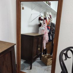 Full Length Wood Framed Vintage Mirror Very Solid 58" x 31"