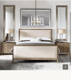 RH MAISON FABRIC PANEL BED WITH FOOTBOARD