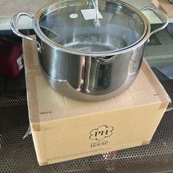 Caldero De 11 Qt De Princess House  De Acero Inoxidable Tri Ply Nuevo Con Tapa Coladora 