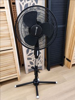 Adjustable-Height Pedestal Fan, black
