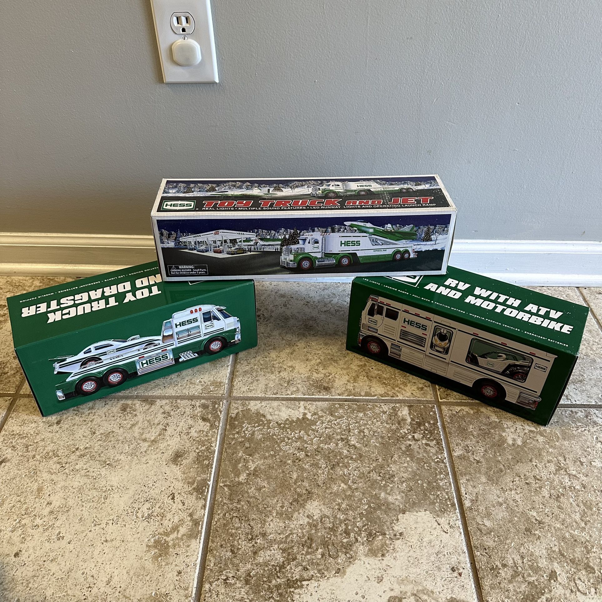 Set of 3 Hess Trucks - New in Boxes - 2010, 2016, 2018