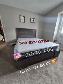 NEW  QUEEN BED FRAME AND MATTRESS