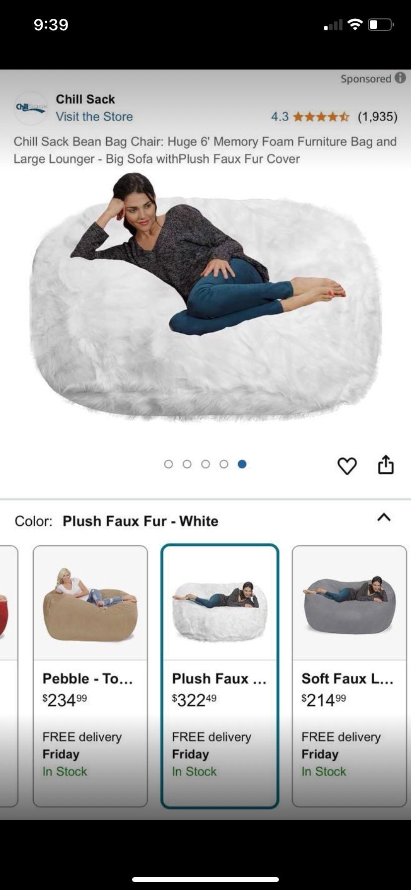 White Large Bean Bag