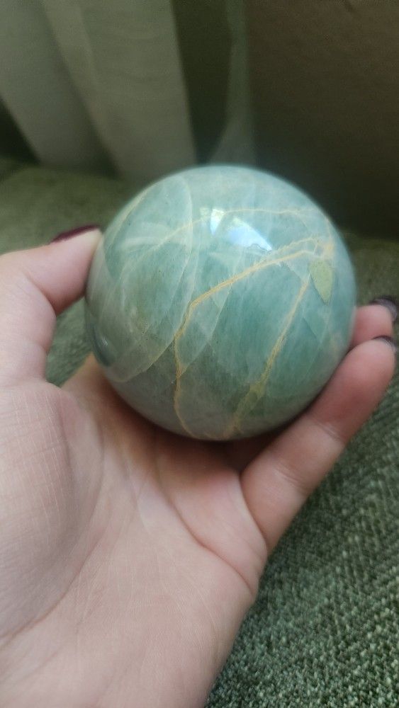 Real Green Moonstone Crystal Sphere
