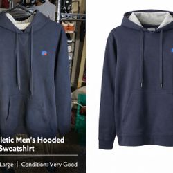 Russell Athletic Hooded Sweatshirt – Men’s Large – Navy Blue 