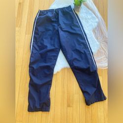 Men’s Navy Blue Track Pants White Side Stripes Size Medium