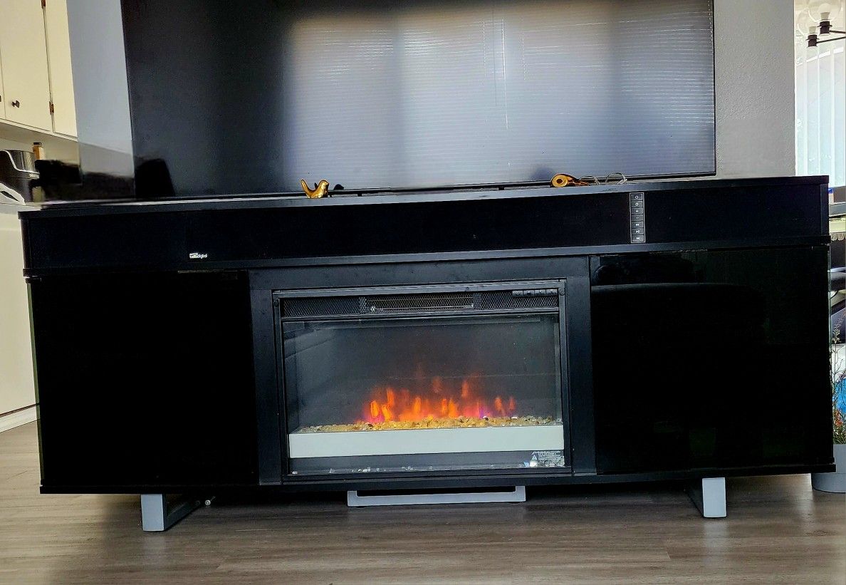 TV stand with fireplace