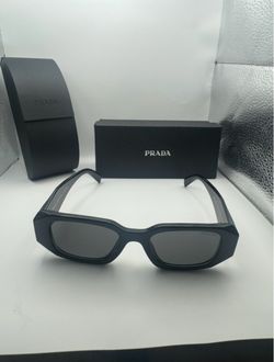 Prada Black Rectangular Sunglasses with Case