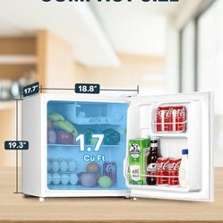  1.7 Cu.ft Mini Fridge with Freezer, Dorm Essentials, Adjustable Thermostat, Energy Saving, Low Noise, Single Door Compact Refrigerator for Dorm, Offi