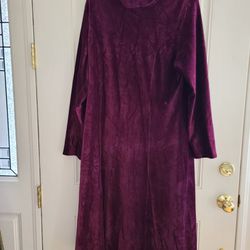 Talbots~Long Sleeve Classic Cowl Neck XL Vintage 90s Eggplant Purple Velour Dress   cozy soft