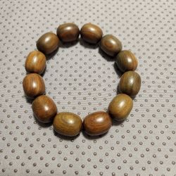 Stretchy Natural Green Sandalwood Bead Bracelet Meditation Buddha 4 Men or Women