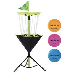 NEW! NEW! Franklin Sports Disc Golf Baskets - Portable Target, Chains & Discs Included (Green)