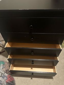 2 Black 5 Drawer Dressers