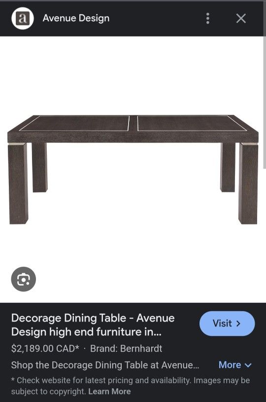 Bernhardt Decorage Dining Table in Cerused Mink