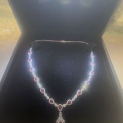 Diamond And Ruby Tennis Necklace