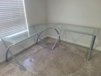 Glass corner desk