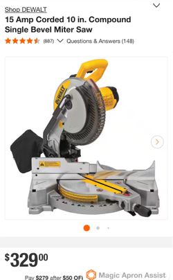 15 amp corded Dewalt 10” single bevel miter saw